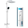 Image de GROHE Vitalio Comfort 250 Colonne de Douche avec Mitigeur Thermostatique (Douche de Tête Cube 25cm 1 jet (Pluie), Pommeau de Douche 11cm 2 jets, Flexible 1.75m, Economie d'Eau, Chromé, 26696001