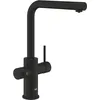 Image de GROHE Blue Pure Minta, Robinet de cuisine filtrant 3 voies avec douchette extractible (Zone de rotation 360°, poignée dédiée pour l’eau filtrée), Noir Mat, 30590KF0