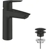 Image de GROHE QUICKFIX Start Robinet de salle de bains lavabo, mousseur économie d'eau, bonde clic clac assortie incluse, installation et nettoyage facile, taille M, Noir Mat, 235752432 (Import Allemagne)