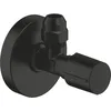 Image de GROHE Robinet d'arrêt équerre, Rosace Métallique Incluse (55mm de diamètre), Raccord Mural 1/2", Filetage de Sortie 3/8", Noir Mat, 220732430