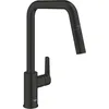 Image de GROHE Start Mitigeur Monocommande Evier, Mitigeur Cuisine, Bec Haut, Douchette Extractible, Inverseur 2 jets (Laminaire/Pluie), Rotation 360°, Installation Facile, Noir Mat, 306312430