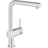 Image de GROHE Robinet de cuisine évier Minta, Robinet avec Douchette Extractible 1 jet, Bec en forme de L, Installation et nettoyage facile, Supersteel, 32168DC0 (Import Allemagne)