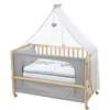 Image de roba Lit Cododo Complet Jumbotwins - 60 x 120 cm - Lit Bébé + Textiles Complets à Motif Éléphants - Matelas, Ciel, Parure de Lit - 4 Roues à Freins - Bois Blanc