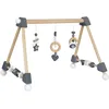 Image de roba Portique d'Éveil en Bois pour Bébé Rock Star Baby 3 - Jouet d'Activité avec 3 Pendentifs et Formes à Tourner - Arche de Jeux Solide - Naturel / Anthracite