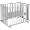 Image de roba Parc Pliant en Bois - Aire de Jeux 74x100 cm - Parc Pliable Rectangulaire peu Encombrant - Roulettes Incluses - Taupe