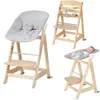 Image de roba Chaise Haute Évolutive en Bois Born Up 2en1 + Transat Inclinable roba Style Gris Argenté - dès Naissance - Hauteur Réglable - Nettoyable Facilement - Naturel