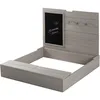 Image de roba Bac à Sable Outdoor+ avec Couvercle + 2 Bancs de Rangement + 3 Crochets et Panneau Noir à Craie Intégrés - Bois Massif Résistant aux Intempéries - 80 x 85 cm - Gris