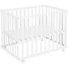 Image de roba Parc Bébé Pliable en Bois 74x100 cm-Évolutif et Peu Encombrant-Hauteur Ajustable 2 Fois-4 roulettes à Freins Pliant Blanc, 202703WE
