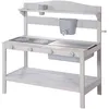 Image de roba Cuisine Extérieure pour Enfants en Bois Massif - avec Évier en Plastique, Plaques de Cuisson, Réservoir à Eau et Accessoires - Idéale de 18 Mois à 8 Ans - Lasurée Gris