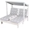 Image de roba Double Chaise Longue pour Enfants avec Coussins Little Stars Déhoussables - Porte Gobelet et Pare-Soleil - Supporte Jusqu'à 100 kg - Bois Gris Résistant aux Intempéries