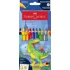 Image de Faber-Castell 110922 - Set de crayons de couleur Jumbo Dino, 10 pièces, incassable, y compris 2 crayons métalliques et un autocollant Dino