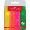 Image de Faber-Castell 154604 - Set de surligneurs TL 1546, étui de 4 pièces, couleurs néon, pointe biseautée longue durée, largeur de trait 1 - 5 mm, rechargeable