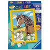 Image de Ravensburger - CreArt Kids 13x18 cm - Numéro d'art - Cheval et Soleil - Kit de Peinture par numéros - Dès 7 Ans - 12023045