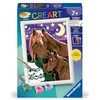 Image de Ravensburger - CreArt Kids 13x18 cm - Numéro d'art - Chevaux à la Nuit tombée - dès 7 Ans - Kit de Peinture par numéros - avec Peinture phosphorescente - 25751