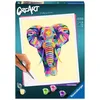 Image de Ravensburger   CreArt grand format 24x30 cm   Eléphant   Loisir créatif   Peinture par numéros   Adulte   Activité détente et créative   Dès 12 ans   28995   Version française
