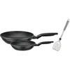 Image de GSW 457538 Titanium Granit Set de poêles 3 pièces   avec Scala Tout Spatule, Fonte d'aluminium Noir gespren conçue, 50,1 x 29,3 x 5,2 cm, 3 unités
