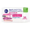Image de NIVEA Lingettes Démaquillantes Visage Douceur 20 Lingettes