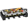 Image de Clatronic RG 3678 Appareil à raclette 2 en 1, pierre naturelle et plaque en fonte réversible, articulation à 180°, 8 poêlons, également utilisable comme raclette pour 4 personnes, revêtement
