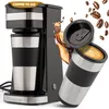 Image de Clatronic KA 3733 Cafetière à café avec tasse en acier inoxydable de 0,4 l 2 Go Idéal pour la voiture, le bureau et les déplacements Machine à café à filtre simple Noir