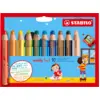 Image de STABILO Woody 3-en-1 Lot de 10 crayons de couleur multi-talents avec taille-crayon