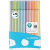Image de STABILO Pen 68 - Feutre dessin - ColorParade boîtier turquoise x 20 feutres de coloriage pointe moyenne dont 10 pastel - Coloris assortis