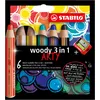 Image de STABILO - Crayon de couleur - woody 3in1 ARTY - Étui carton x 6 crayons de coloriage enfant - taille crayon inclus - coloris assortis - gamme ARTY