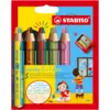 Image de STABILO Woody 3-En-1 Duo Etui carton de 5 crayons de couleur multi-talents bicolore + 1 taille-crayon