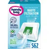 Image de Handy Bag - Sacs aspirateur S62 x4sacs - Compatibles Bosch, Siemens - 99,99% des poussières retenues - Fermeture facile - Filtre anti-allergène - 55% de matériaux recyclés, Blanc
