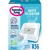 Image de Handy Bag - Sacs aspirateur R36 x4sacs - Compatibles Moulinex, Rowenta - 99,99% des poussières retenues - Fermeture facile - Anti-allergène - 60% de matériaux recyclés, Blanc (Lot de 2)