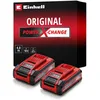 Image de Original Einhell Batterie 4 Ah Power X-Change Plus (18 V, Lithium-ION, pour Tous Les appareils Power X-Change, contrôle de l’état de Charge, Twin-Pack, avec 2 Batteries 4 Ah, sans Chargeur)