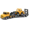Image de siku 1616   Camion avec remorque surbaissée avec chargeur, Métal/Plastique, Orange, Hayon rabattable, Découplage possible