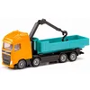 Image de siku 1683, Camion polybenne Volvo avec grue, Métal,plastique, orange/turquoise, benne ampliroll, grue pivotante