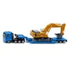 Image de SIKU 1847, Transporteur de Poids Lourds avec remorque surbaissée, 1:87, Métal,Plastique, Bleu/Jaune, Remorque Amovible