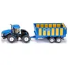Image de SIKU 1947, New Holland T Tracteur avec Remorque d'Ensilage, 1:50 ; Métal,Plastique, Bleu, avec Beaucoup de Fonctions
