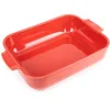 Image de PEUGEOT - Plat Four En Céramique Rectangulaire - 32 cm x 21,7 cm x 7,2 cm - Contenance : 2,7 L - Garanti 10 Ans - Fabrication Française - Coloris Rouge