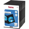 Image de Hama Boîtier Slim Double (pour DVD, Convient également aux CD et disques Blu-Ray, Ultra Mince, avec Une Feuille pour la Couverture, Lot de 25) Noir/Transparent