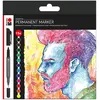 Image de Graphix Lot de 12 marqueurs permanents Significant avec pointe double de 1 à 2 mm et 0,5 mm Couleurs brillantes, encre à séchage rapide, sans odeur et imperméable à l'eau, Coloré