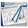 Image de Staedtler Mars Lumograph, Crayons à papier de très haute qualité pour écriture et dessin artistique, Boîte en métal avec 24 crayons assortis 12B-10H, 100 G24