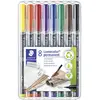 Image de Staedtler Feutre pour transparent 313 WP8 313 WP8 bleu, marron, jaune, vert, orange, rouge, noir, violet