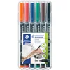 Image de Staedtler Lumocolor 317, Feutres permanents à pointe moyenne pour toutes les surfaces, Sans xylène ni toluène, Set de 6 couleurs lumineuses, Pointe ogive de 1.0 mm, 317 WP6