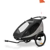 Image de Hauck Remorque Velo et Poussette Dryk Duo Plus avec Suspension, Chariot Enfant 2 Places (6-48 Mois), Inclus Barre d'Attelage, Roue, Fanion, Lumière, Pliable, Coffre XL - Noir