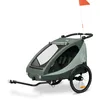 Image de Hauck Remorque Velo et Poussette Dryk Duo Plus avec Suspension, Chariot Enfant 2 Places (6-48 Mois), Inclus Barre d'Attelage, Roue, Fanion, Lumière, Pliable, Coffre XL - Vert Foncé