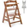 Image de hauck Chaise Haute Bébé Alpha Plus, Évolutive dès 6 Mois, Inclus Harnais 5 Points, Barre de Sécurité, Réglable, Jusqu'à 90 kg, Bois FSC - Noyer