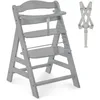 Image de hauck Chaise Haute Bébé Alpha Plus, Évolutive dès 6 Mois, Inclus Harnais 5 Points, Barre de Sécurité, Réglable, Jusqu'à 90 kg, Bois FSC - Gris