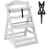 Image de hauck Chaise Haute Bébé Alpha Plus, Évolutive dès 6 Mois, Inclus Harnais 5 Points, Barre de Sécurité, Réglable, Jusqu'à 90 kg, Bois FSC - Crème