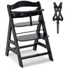 Image de hauck Chaise Haute Bébé Alpha Plus, Évolutive dès 6 Mois, Inclus Harnais 5 Points, Barre de Sécurité, Réglable, Jusqu'à 90 kg, Bois FSC - Noir