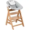 Image de hauck Chaise Haute Bébé Evolutive en Bois Alpha Newborn Set Pre   dès la Naissance, Jusqu’à 90 Kg, Harnais 5 Points, Arceau de Sécurité et Réducteur Nouveau-Né, Naturel Gris