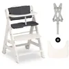 Image de hauck Chaise Haute Bébé Evolutive Beta+ en Bois 6 Mois à 90 kg   Avec Roulettes, Coussin, Plateau Repas, Arceau de Sécurité, Harnais 5 Points et Sangle d’Entrejambe - Blanc