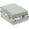 Image de hauck (Lot de 3) Lange Bebe 4en1 Cuddle N Clean, en 100% Coton Mousseline, 80x80 cm, Lavable, Doux et Multi-Usage - Sage Beige Floral