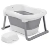 Image de hauck Baignoire Bébé avec Siège Wash N Fold L Baignoire Pliable Bébé jusqu'à 18 kg, Bouchon Change de Couleur à Température Élevée, Bassin de Douche Portable, Drainage Rapide - Blanc Gris